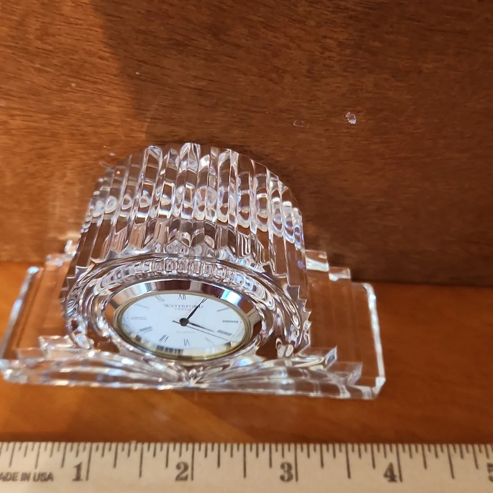 Waterford Clear Crystal Mantel Clock with Gold Trim